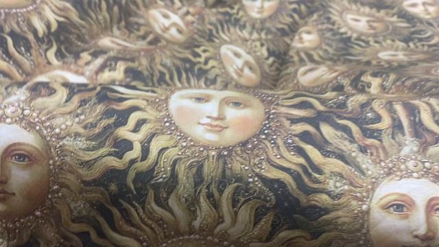 Хлопок  чёрного цвета с принтом   солнышки 14468