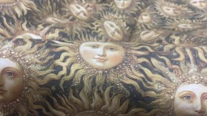 Хлопок  чёрного цвета с принтом   солнышки 14468