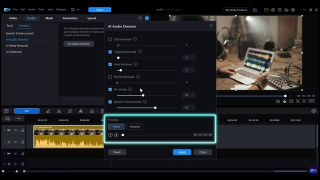 Основы 45 Как быстро убрать посторонний шум Инструмент с ИИ PowerDirector Ultimate 2026