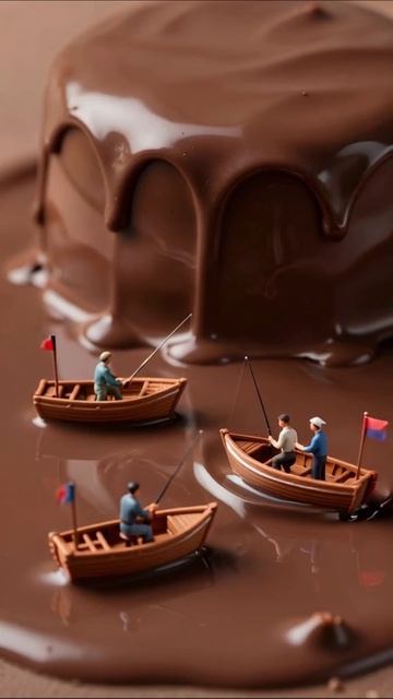 Рыбалка на шоколадном озере: миниатюрные приключения! #шоколад #миниатюры #кулинария