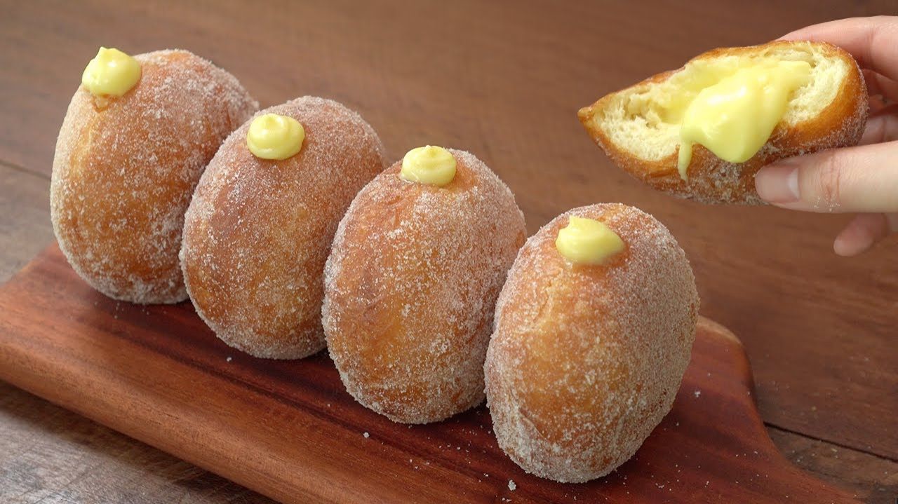 Мягкие и пушистые пончики с заварным кремом от 🥯🧈