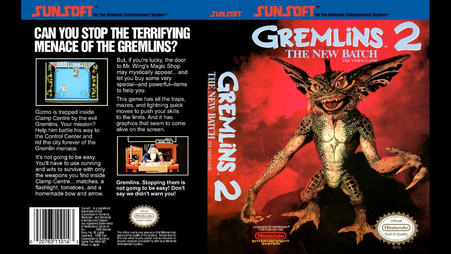 GREMLINS 2. THE NEW BATCH. SUNSOFT. 1990. NES