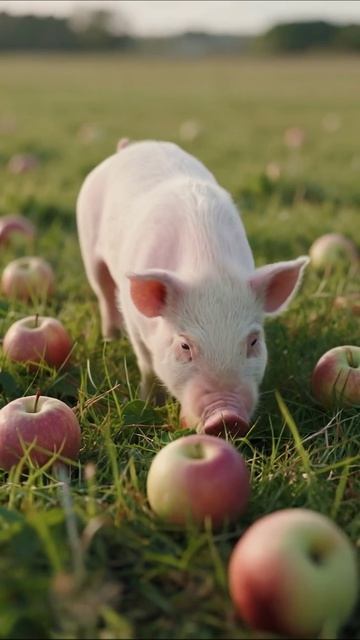 Свинота в яблоках: веселые моменты на ферме! свинья яблоки ферма