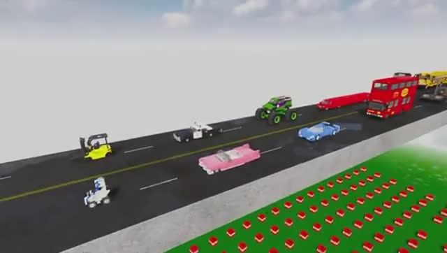 Мультики для детей . Мультики про машинки . Разные машинки преодолевают препятствия