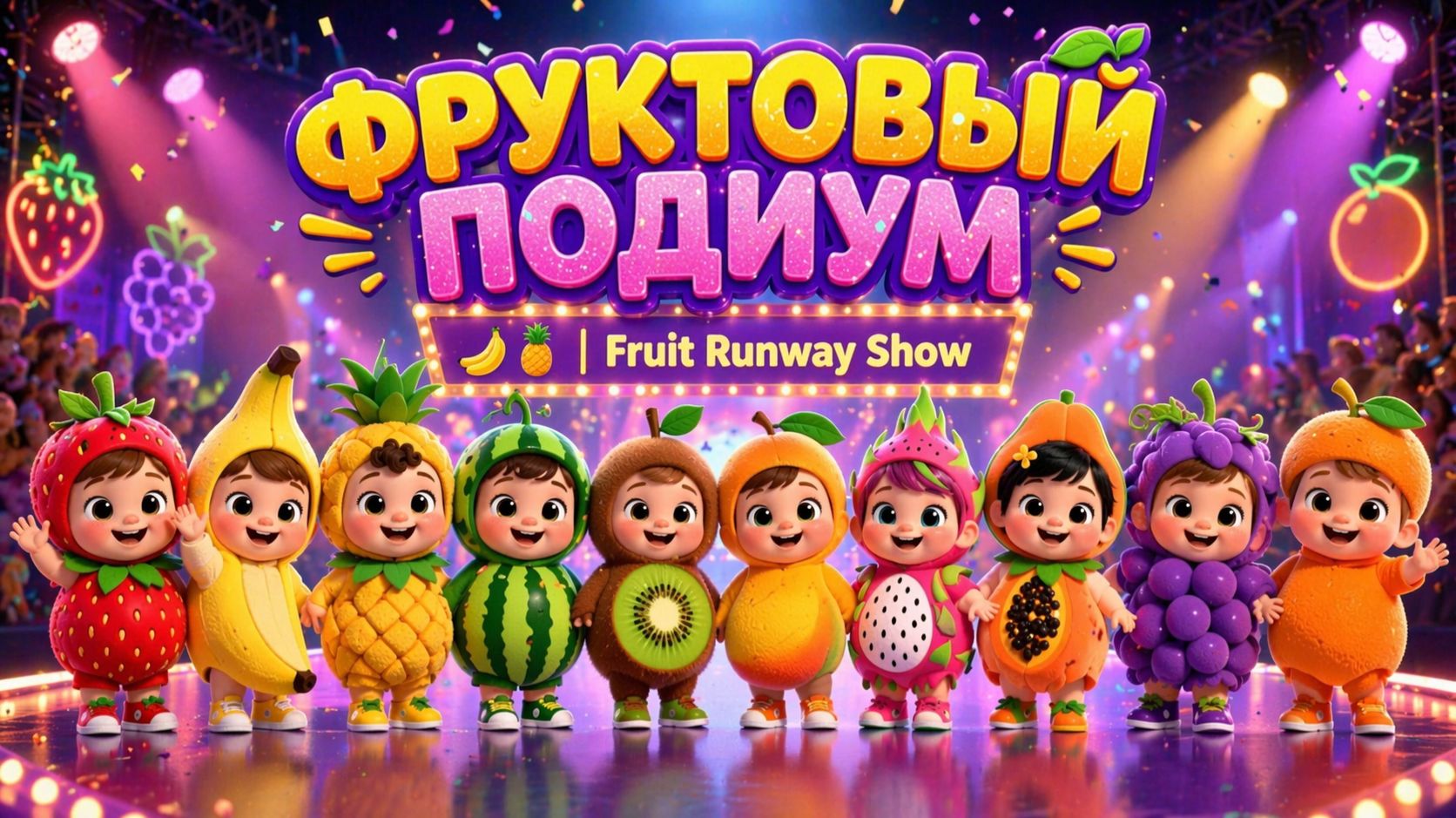 🍓 Фруктовый подиум | Весёлое модное шоу малышей-фруктов 🍌🍍🍉 | Детская песня и танцы