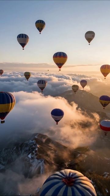 Воздушные шары: волшебство в облаках #воздушныешары #пейзаж #приключения