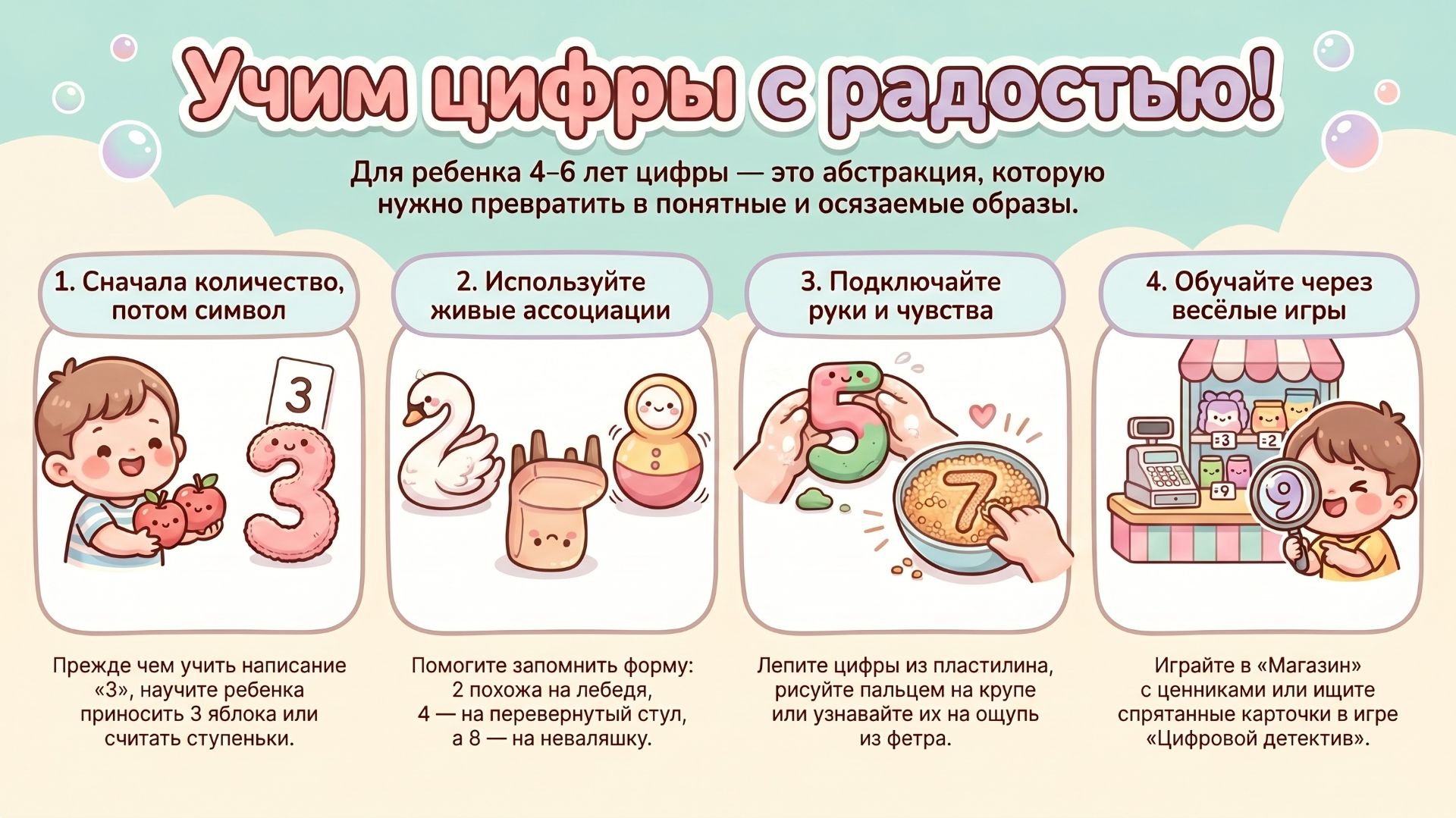 Учим цифры до 10 для дошкольников