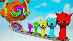 БОЛЬШИЕ И МАЛЕНЬКИЕ МАШИНЫ INCREDIBOX SPRUNKI 🚗 vs ГИГАНТ ОРЕН SPRUNKI С РАДУЖНЫМ ПОРТАЛОМ TEARDOWN