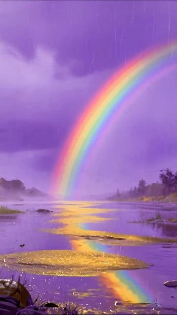 Под радугой: волшебство после дождя #пейзаж #радужныекапли #природа