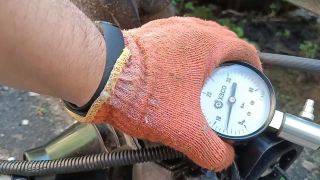 #Мотокоса. Как меняется компрессия если: нагреть мотор, налить масло в цилиндр.