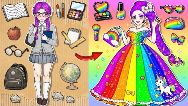 РАДУГА Vs КАРТОН 🌈 | ХАНТРИКС РУМИ ПРЕОБРАЖЕНИЕ ✨ КРАСОЧНЫЕ НАРЯДЫ | БУМАЖНЫЕ КУКЛЫ DIY