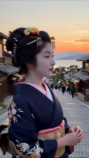 Утренний променад гейши в старом Киото #гейша #Киото #японскаякультура