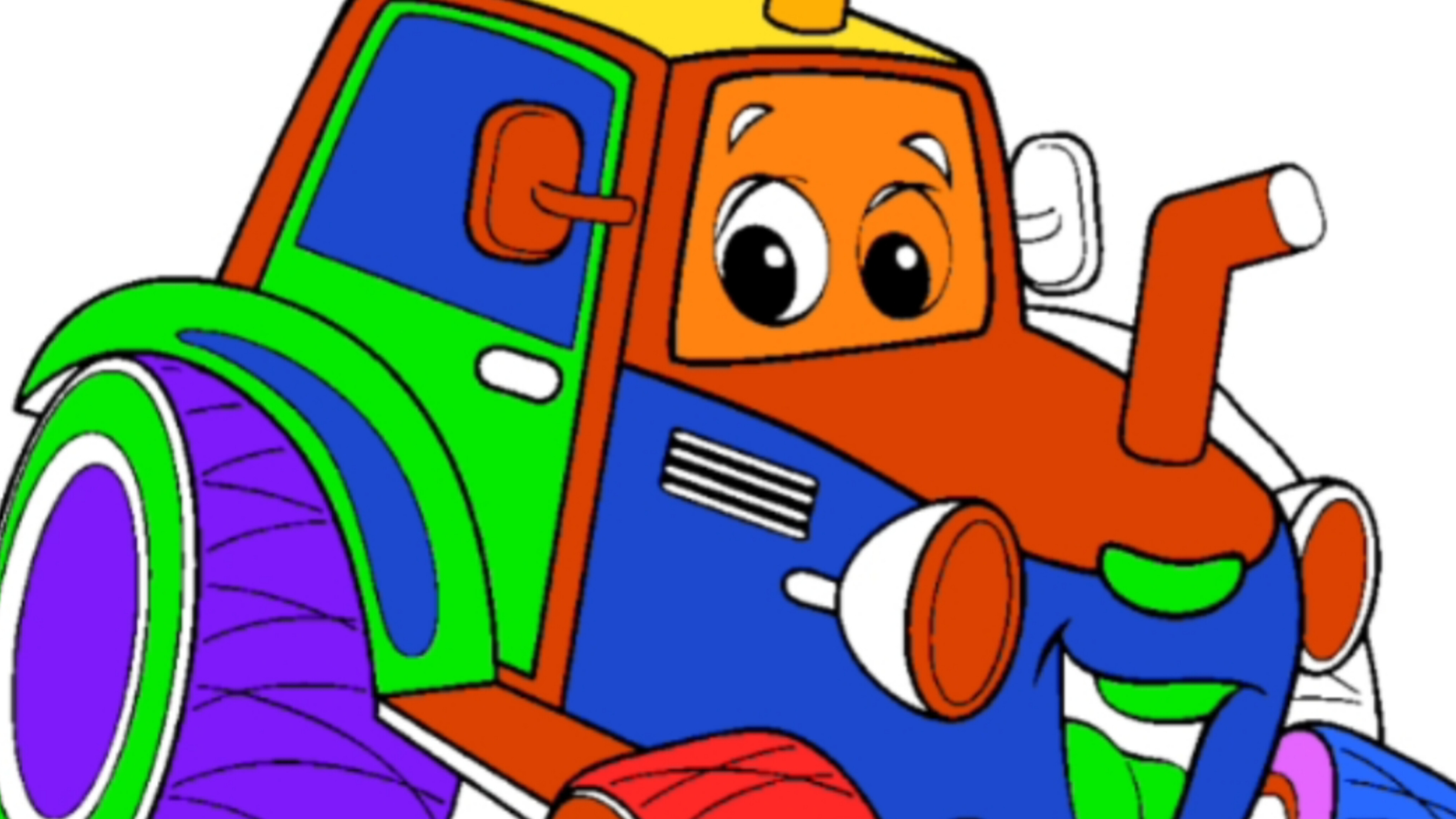 Раскрась трактор как тебе хочется в этой раскраске без правил.