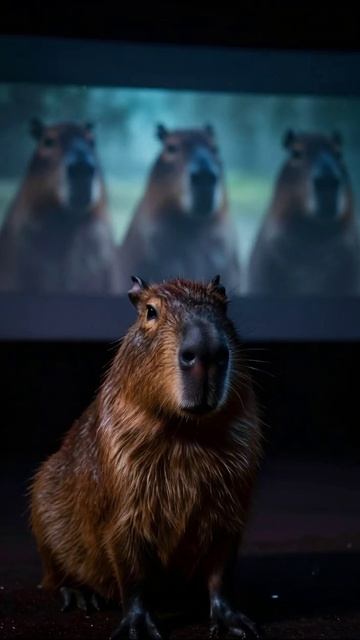 Капибара на экране: удивительные моменты #животные #капибара #природа