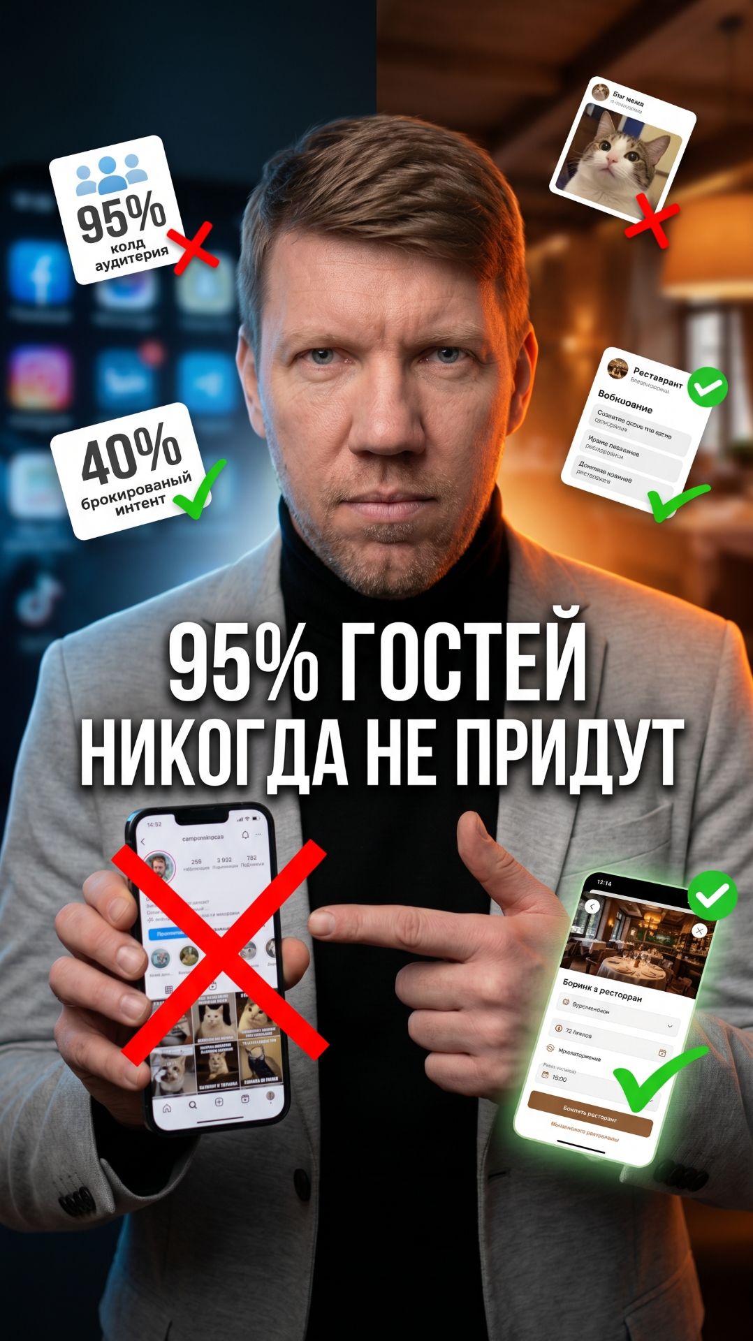 Конверсия из соцсетей в бронь — 1–2%. Из Re•stik — 20–40%. Разница в намерении