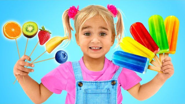 Алиса учит разные цвета с помощью слайма.