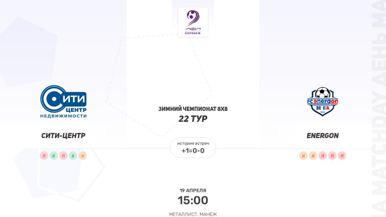 ОБЗОР МАТЧА Сити-Центр × Energon. Пятая лига. Зимний чемпионат 8х8