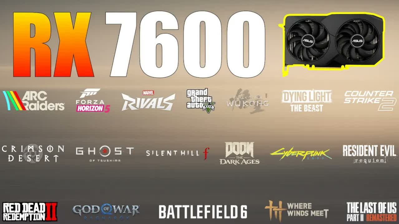 RX 7600 8GB | Тестирование в 30 играх в 2026 | 1080p