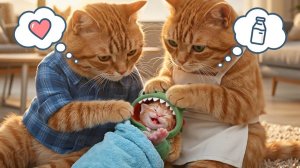 Трогательная кошачья история: Забота мамы и папы-кошек о новорождённых