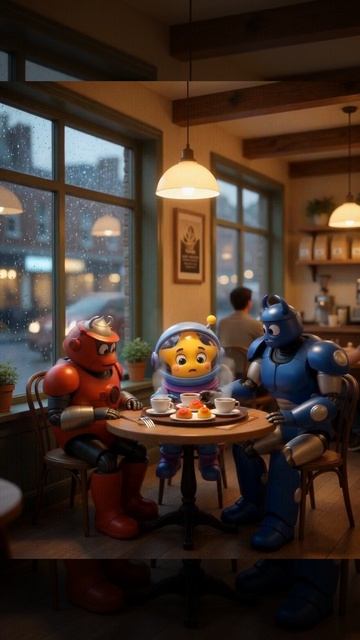 Мультизор и роботы поели в кафе… и забыли заплатить 😱