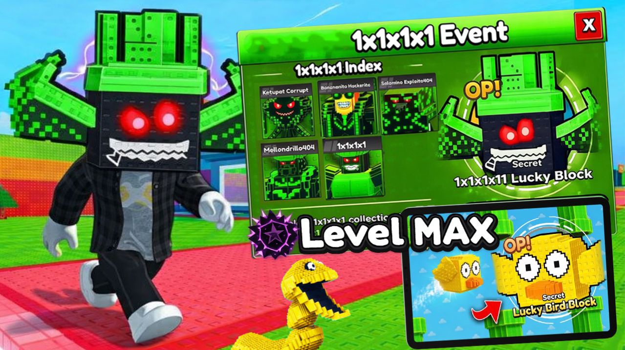 МАКСИМАЛЬНЫЙ УРОВЕНЬ 1x1x1x1 и Flappy Bird в СТАНЬ ЛАКИ БЛОКОМ В РОБЛОКСЕ! ROBLOX Be A Lucky Block
