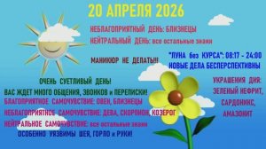 "АСТРОПРОГНОЗИК на 20.04.2026 для ВСЕХ ЗНАКОВ ЗОДИАКА"!!!