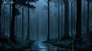Лес в дожде ночью — уютная анимация для сна
