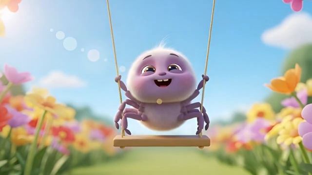 Милый мультфильм 2026. Смеющийся паук на качелях