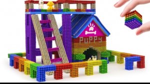 Челендж: строим уличную лестницу для будки из магнитных шариков | ASMR-видео