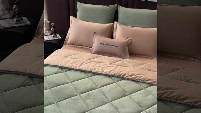 Комплект постельного белья с одеялом Сатин Вельвет Премиум «Мятная прохлада»