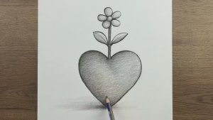 Простой рисунок карандашом: сердце и цветок, как нарисовать картинку с подарком