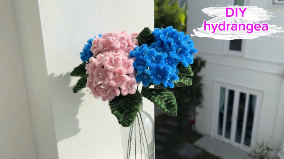 Своими руками милая гортензия  из пушистой проволоки 🪻🪻🪻