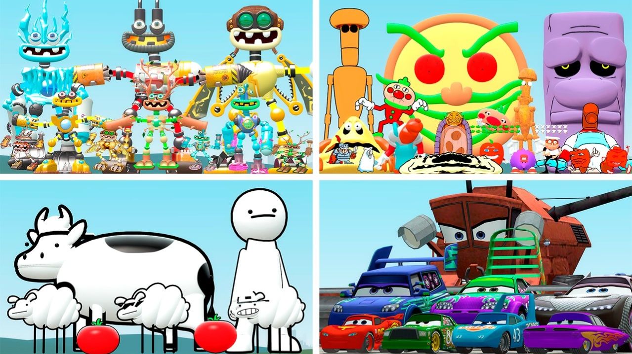 Мои поющие монстры против Pizza Tower против Бип-Бип Овцы против Тачек (Garry's Mod)