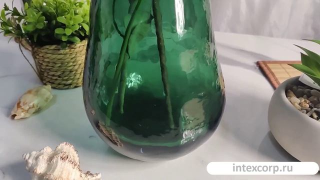 Стеклянная ваза ОРГАНИКО МАРРОНЕ, ручной работы, коричневая, 22 см, 647096