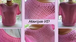 (Архив) Стильный летний топ - кимоно из 100% хлопка. Подробное описание вязания. Mariya VD.