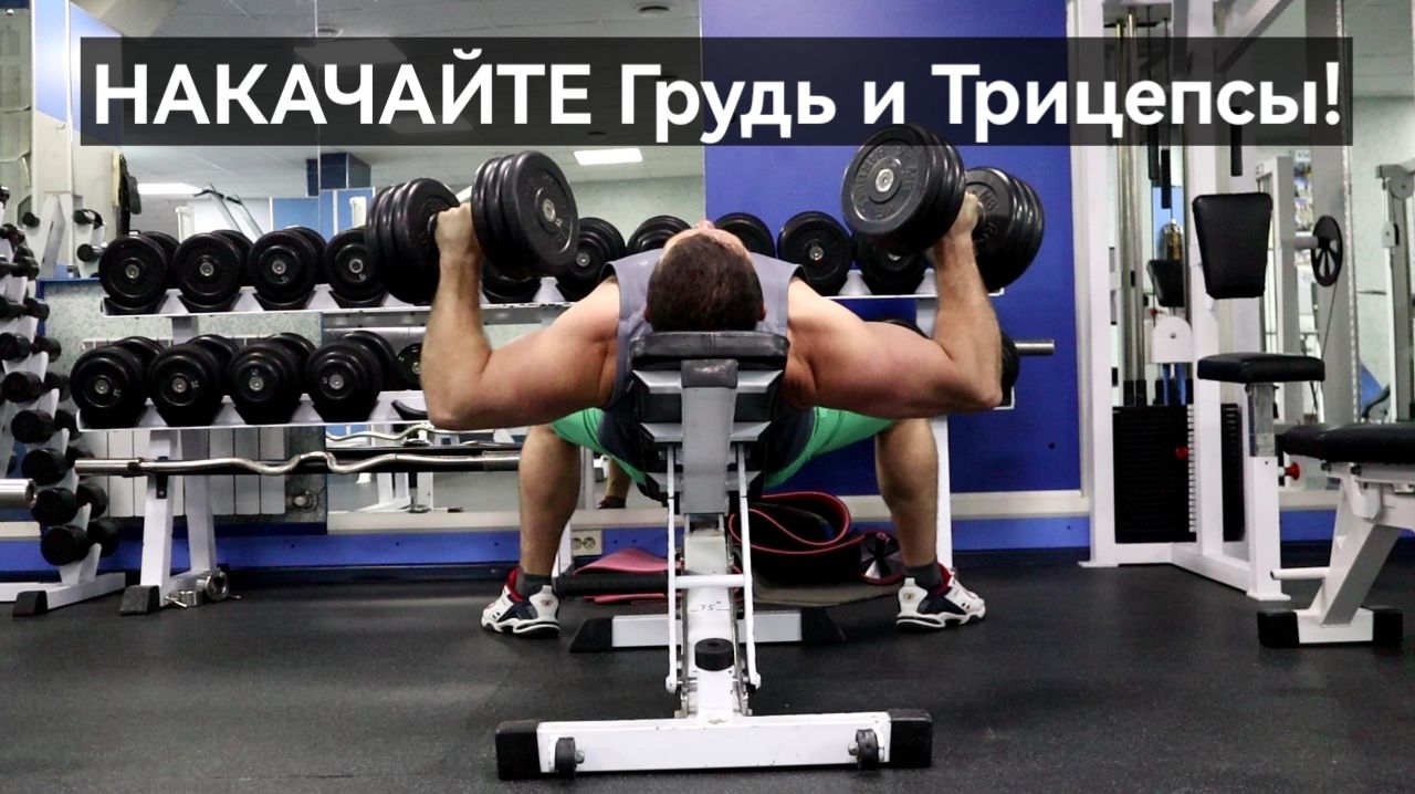 Тренировка Грудных мышц  и Трицепсов в тренажёрном зале  ПЕРЕСВЕТ.