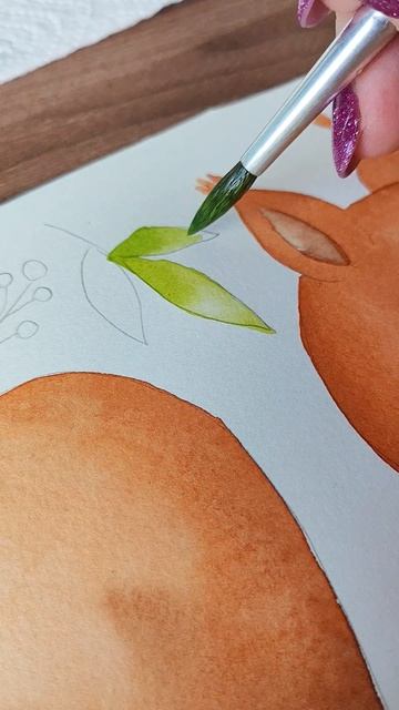 Процесс рисования белочки акварелью