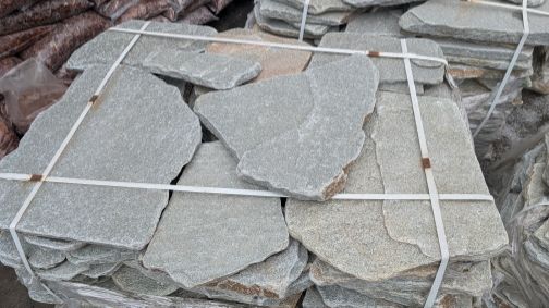 Плитняк галтованный златолит серо-голубой