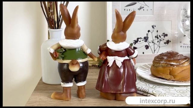 Набор декоративных фигур СЕМЬЯ РЭББИТС, полистоун, 20 см, 2 шт., 59-2572-набор