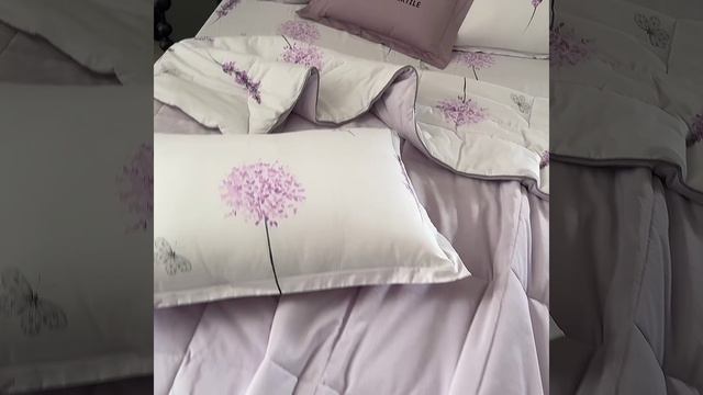 Комплект постельного белья с одеялом Сатин Велюрия Люкс «Лавандовая свежесть»