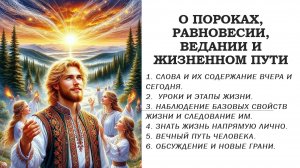 О ПОРОКАХ, РАВНОВЕСИИ, ВЕДАНИИ И ЖИЗНЕННОМ ПУТИ.