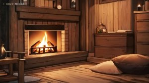 Тёплый камин в деревянной комнате — уютная анимация для сна