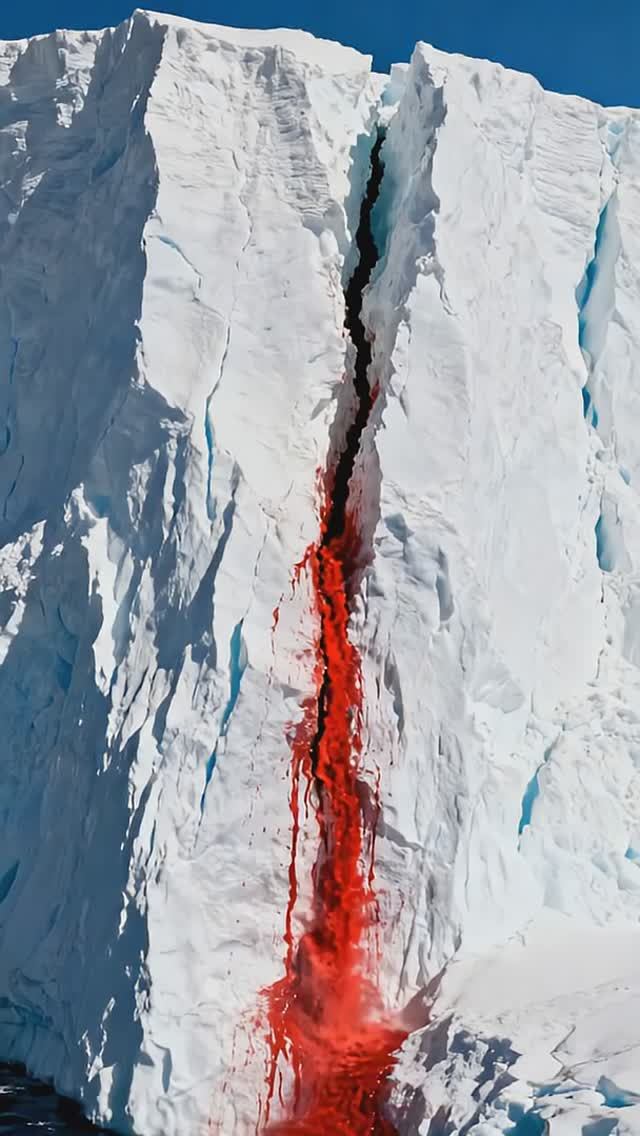 Древняя вода под льдом Антарктиды окрасила ледник в красный #glacier #science #wow → 👤 #НеТаНаука