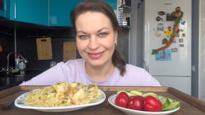 МУКБАНГ МИНТАЙ С ОВОЩАМИ В НЕЖНОЙ СМЕТАНОЙ ЗАЛИВКЕ/ОВОЩИ/MUKBANG ЕДА ОБЖОР