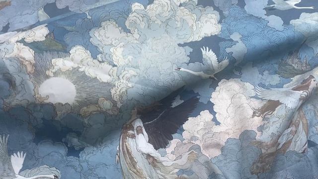 Хлопок голубого цвета по мотивам 