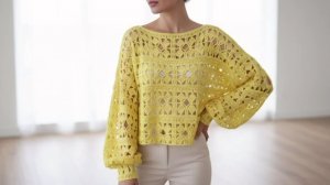 Ажурный узор крючком для джемпера - Вязание крючком