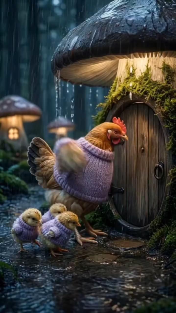 🐻🐔 Нейровидео: «Курочка с цыплятами попросилась к медвежонку на ночлег»