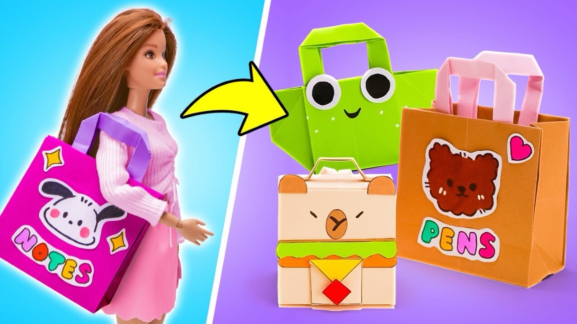 Сделай сам милые бумажные пакеты! Дизайны щенка, лягушки и обезьянки 🐶🐸🐵