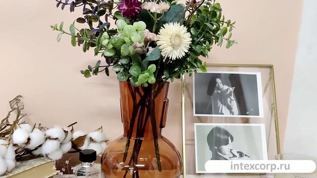 Стеклянная ваза АМБРА СКУРА малая, ручной работы, янтарная, 22 см, 647110