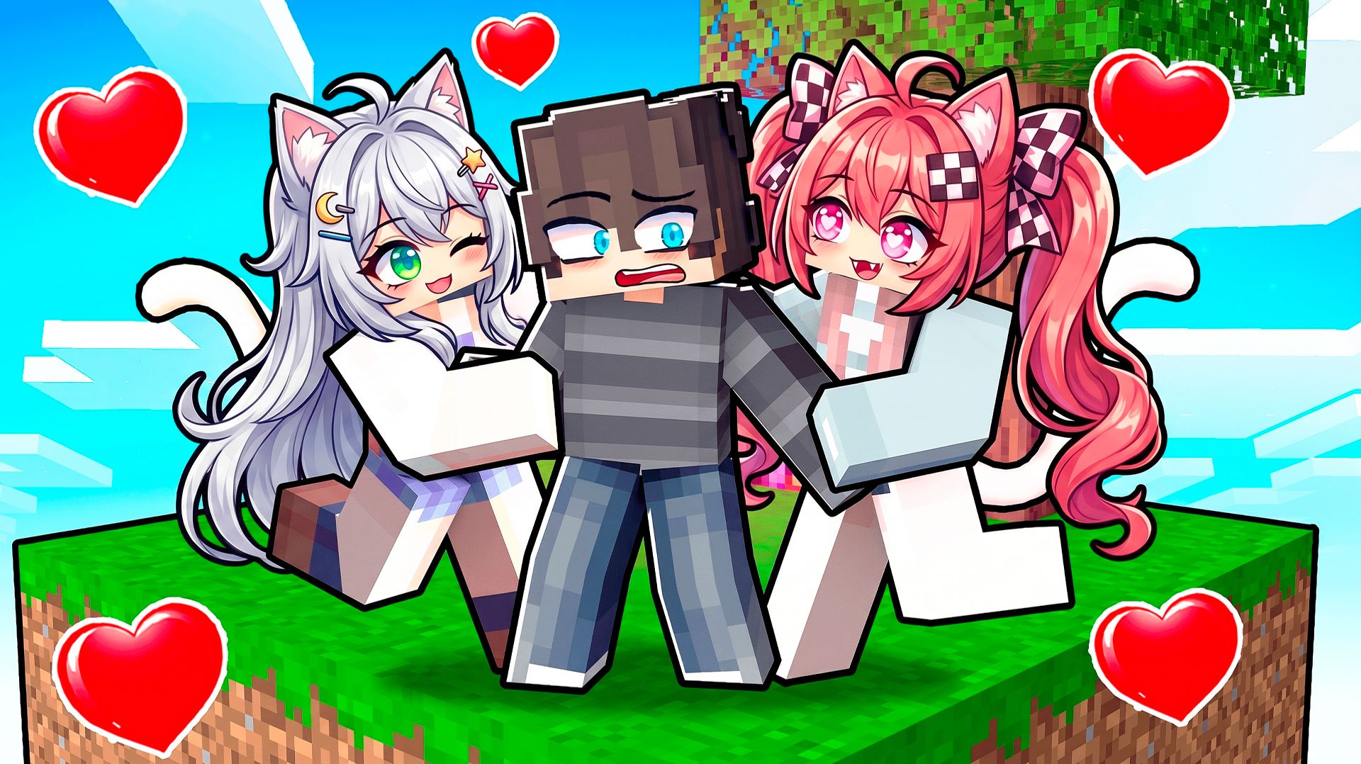 Я ЗАСТРЯЛ С КОШКО ДЕВОЧКАМИ?! 😱(Майнкрафт Один Блок 4)